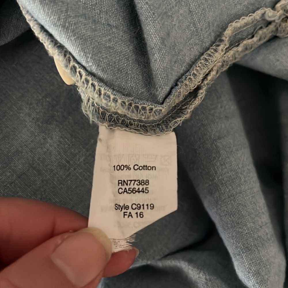 Madewell Blue Fitted 3/4 Sleeve Button Down Shirt - Picture 10 of 14